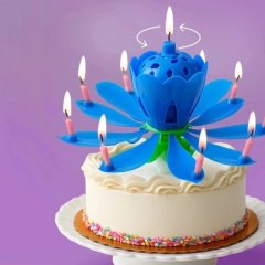 Свеча декоративная музыкальная "Тюльпан" Синяя 14,5х6 см 2919691