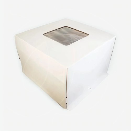 Коробка для торта с окном белая 42х42х29 см 
