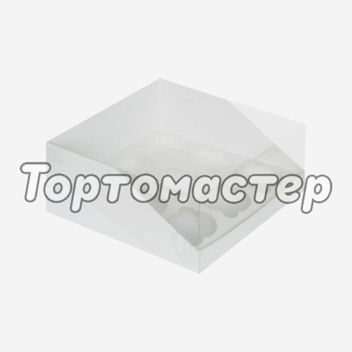 Коробка на 9 капкейков с прозрачной крышкой белая 040573 ф, 52310
