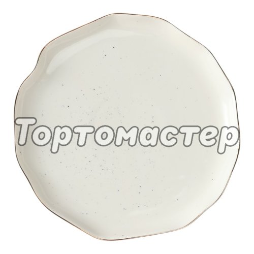 Тарелка фарфоровая Белая с золотой каймой "Волны" 19 см 5287701