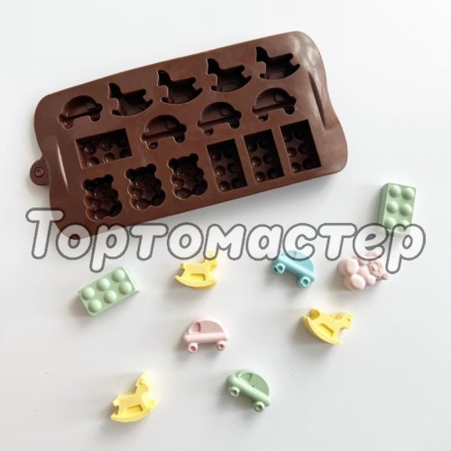 Форма силиконовая для шоколада "Детские игрушки" 15 шт 1687512, СФ-121