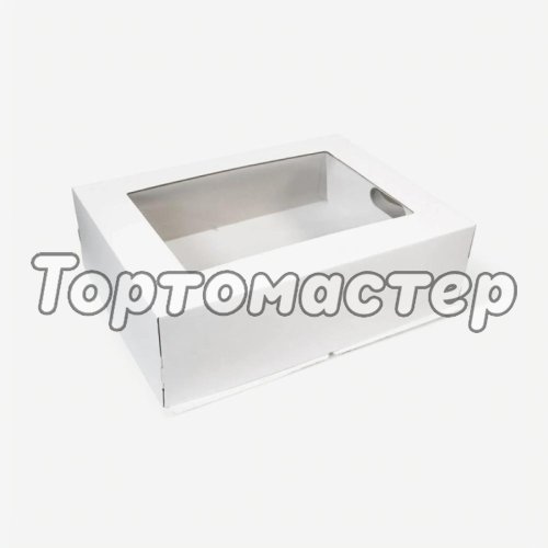 Коробка для торта с окном белая 30х40х12 см 3304012