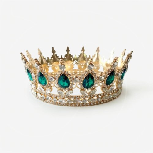 Топпер декоративный "Корона с камнями" Золото/Изумрудный 12 см 