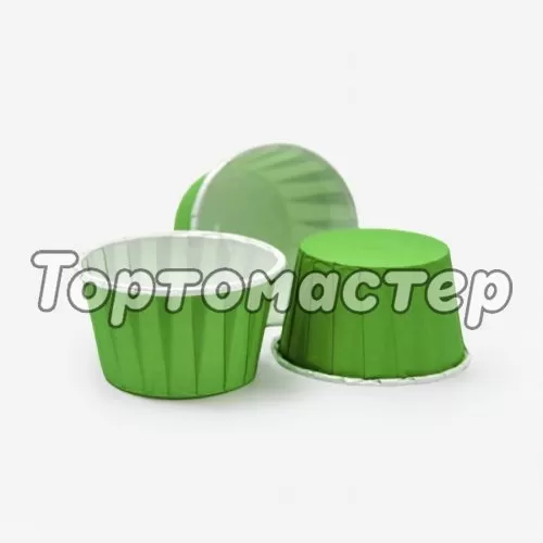 Капсула бумажная с подворотом Зелёная (с ламинацией) D50 H40 10 шт ForG MUFFIN PRO G/W 50*40 C