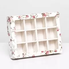 Коробка на 12 конфет с окном "Цветочное дерево" 19х15х3,6 см 9803622
