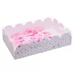 Коробка для сладостей с прозрачной крышкой "Пионы" 20х30х8 см 3573549
