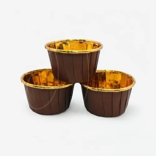 Капсула бумажная с подворотом Золото/Коричневый D50 H40 10 шт Past FB 50*40 (Brown/Gold)