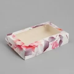 Коробка для сладостей с окном "Цветы" 20х12х4 см 10107745