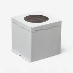 Коробка для торта с круглым окном белая 28х28х28 см 2.37.1	